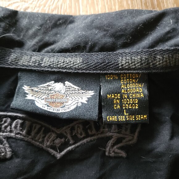 Harley Davidson Black Cotton Button up shirt - Picture 7 of 8